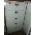 Grey 5 Drawer All Pull Lateral File Cabinet, Locking